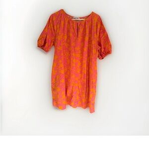 Free Assembly XL Pink and Orange Floral Print V Neck Midi Dress with Pockets